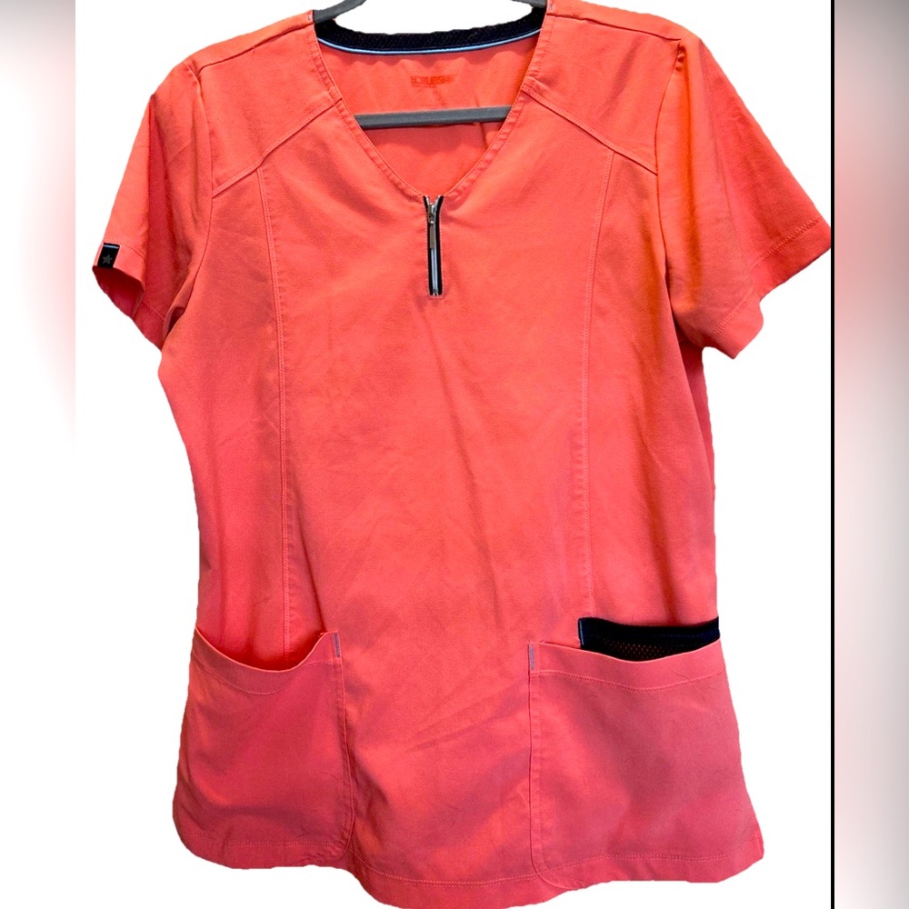 ScrubStar Orange coral Short-sleeve Scrub Top Small
